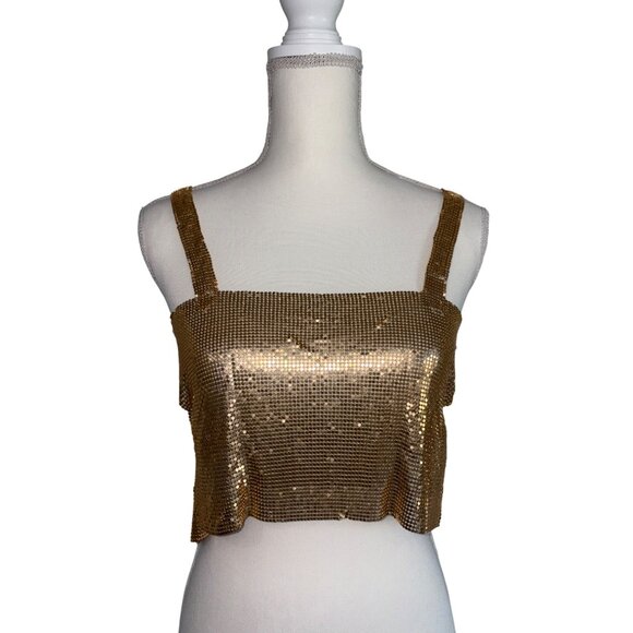 superdown Karla Cut Out Top XX-Small New Womens Cropped Chainmail Tank - Picture 6 of 9